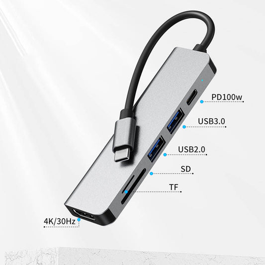 Cross-border Six-in-one Docking Station Usb C Hub3.0 Applicable To MacBook Notebook Type-c Docking Station.