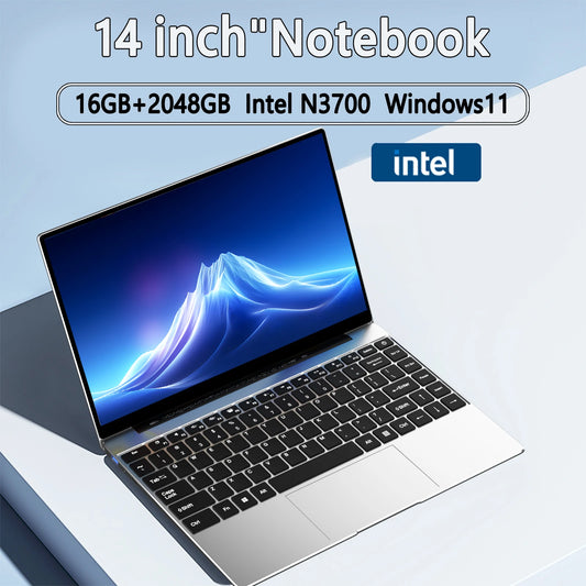 14.1"Ultra Slim Laptop  Intel N3700 16GB RAM 2TB SSD Notebook Gamer 1920*1080 Display Office Study Computer PC Windows 11 Pro