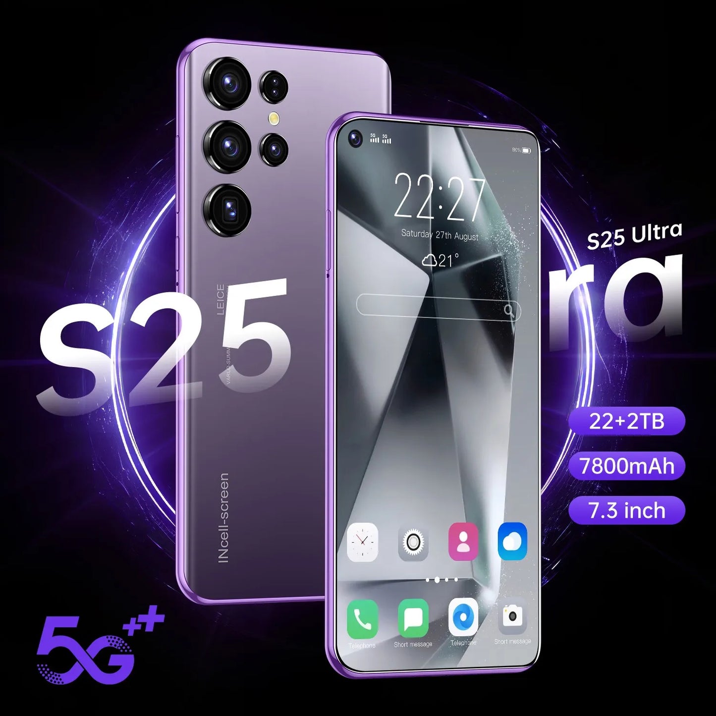 2025 New Smartphone S25 Ultra 7.3 HD Screen Phone Original 22G+2T 5G Dual Sim Celular Android Unlocked 78MP+108MP 7800mAh mobile