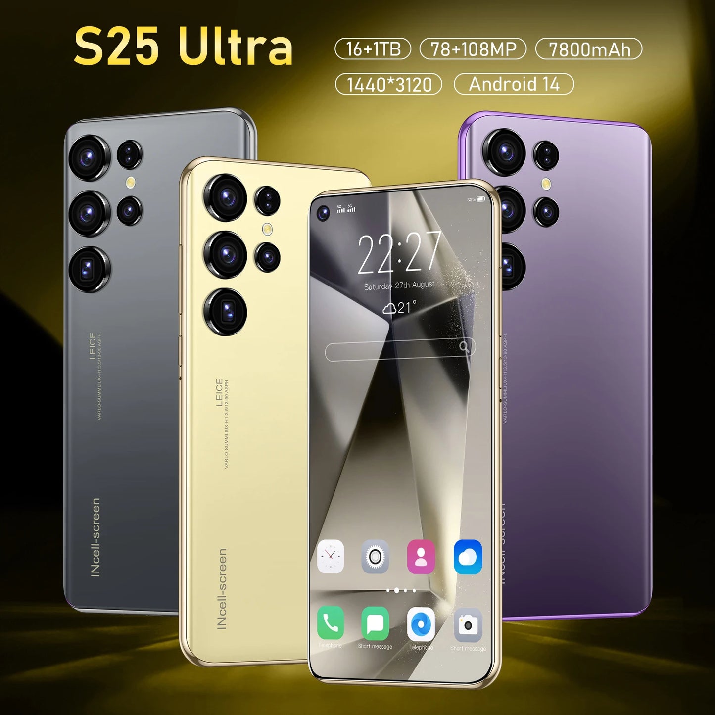 2025 New Smartphone S25 Ultra 7.3 HD Screen Phone Original 22G+2T 5G Dual Sim Celular Android Unlocked 78MP+108MP 7800mAh mobile