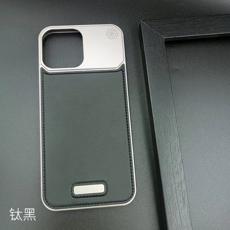 For Apple 16promax Mobile Phone Case Aluminum Alloy Frameless Aromatherapy 15Pro High-grade Leather Heat Dissipation Anti-drop.