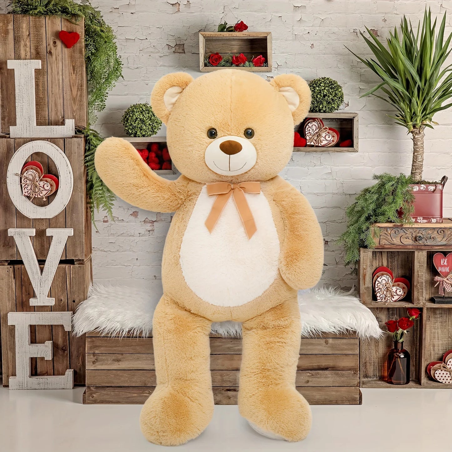 52 Inches Giant Teddy Bear, 4.3 Feet Large Stuffed Animals with White Belly，Big Plush Valentines Day Gift for Girlfriend Kids