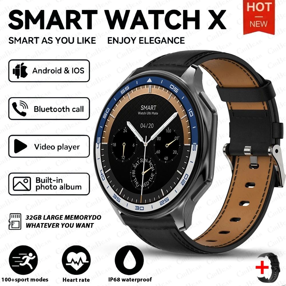 2024 New For HUAWEI IOS Watch X High-End Business Watch 32G Large Memory Album Smartwatch Men Sports Fitness Waterproof Bracelet.