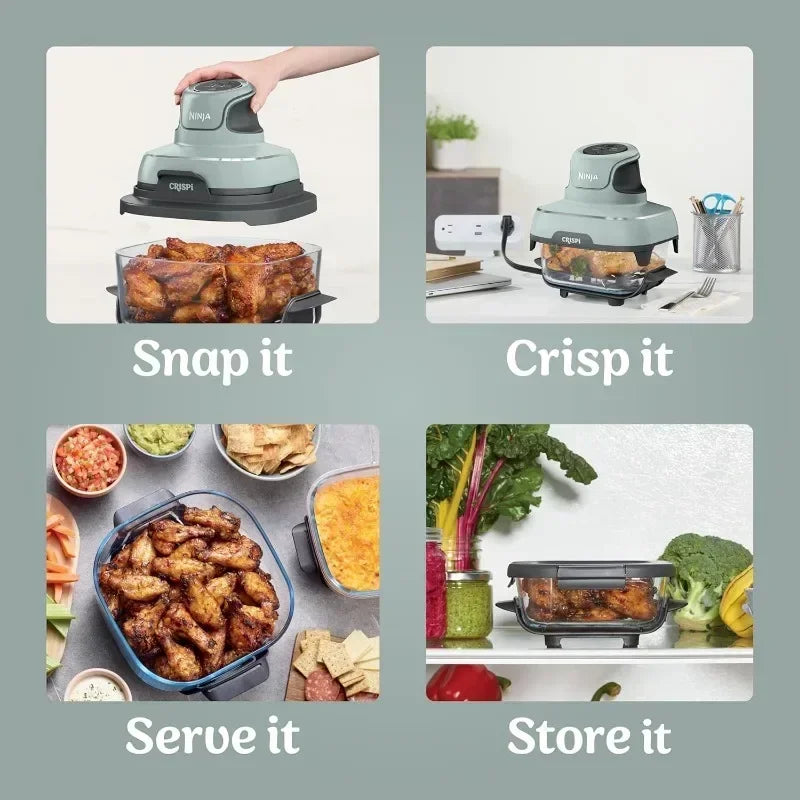 Air Fryer, Microwave, Freezer & Dishwasher Safe, Non Toxic Glass Portable Cooking System, 4 QT & 6 Cup Glass Containers