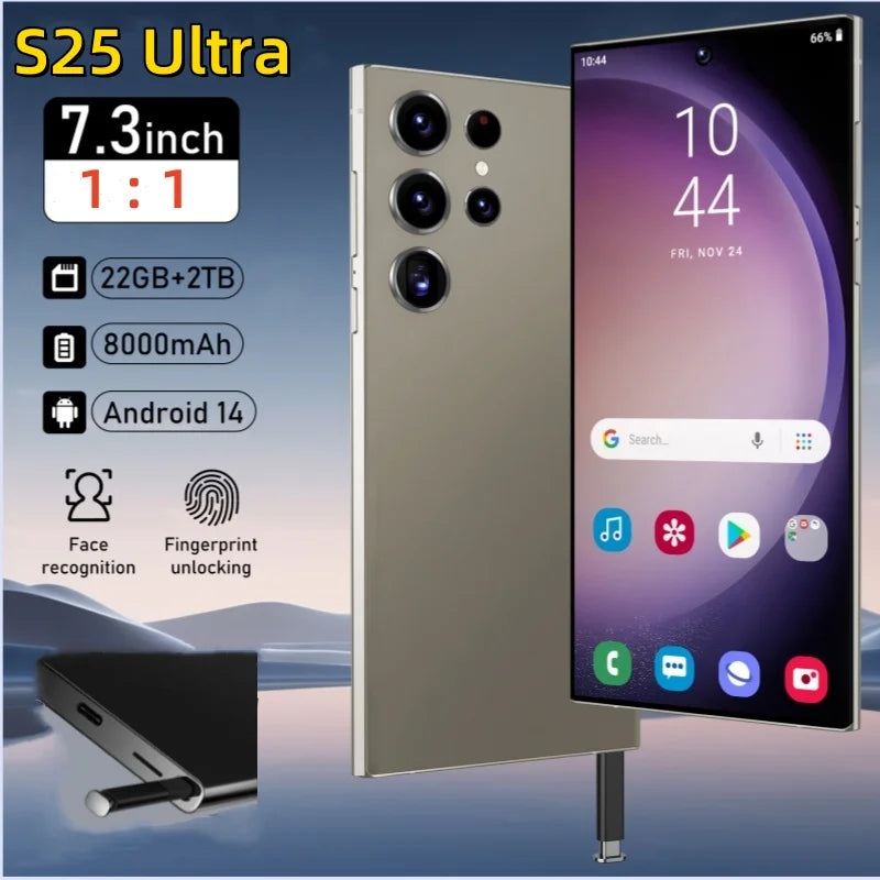 2025 New S25 Ultra Smartphone Original 7.3 Inch Celulares Android Moblie Phones Unlocked 5G Dual Sim Global Version CellPhones.