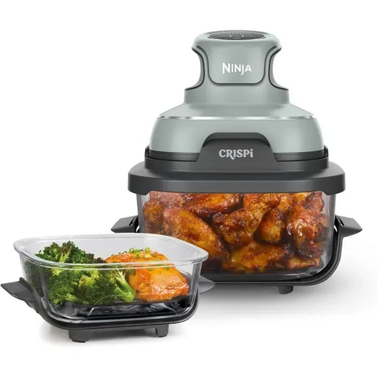 Air Fryer, Microwave, Freezer & Dishwasher Safe, Non Toxic Glass Portable Cooking System, 4 QT & 6 Cup Glass Containers