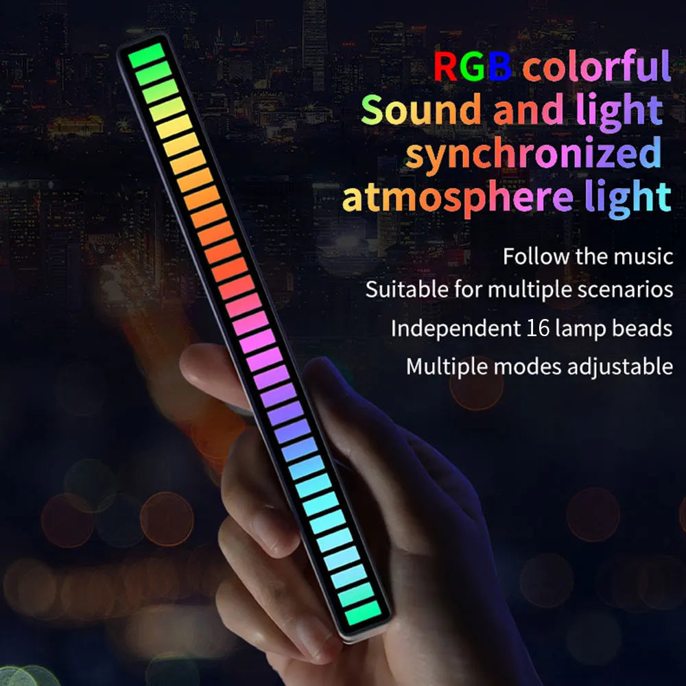 16 LED RGB Pickup Light App Control Desktop Background Atmosphere Light Music Sync TV Wall Computer Game Bedroom Night Light.