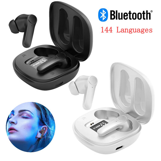 Intelligent Translate Earbuds 144 Languages Real Time AI Voice Translator Earphone Wireless BT Voice Translator Headphone 4 Mode.