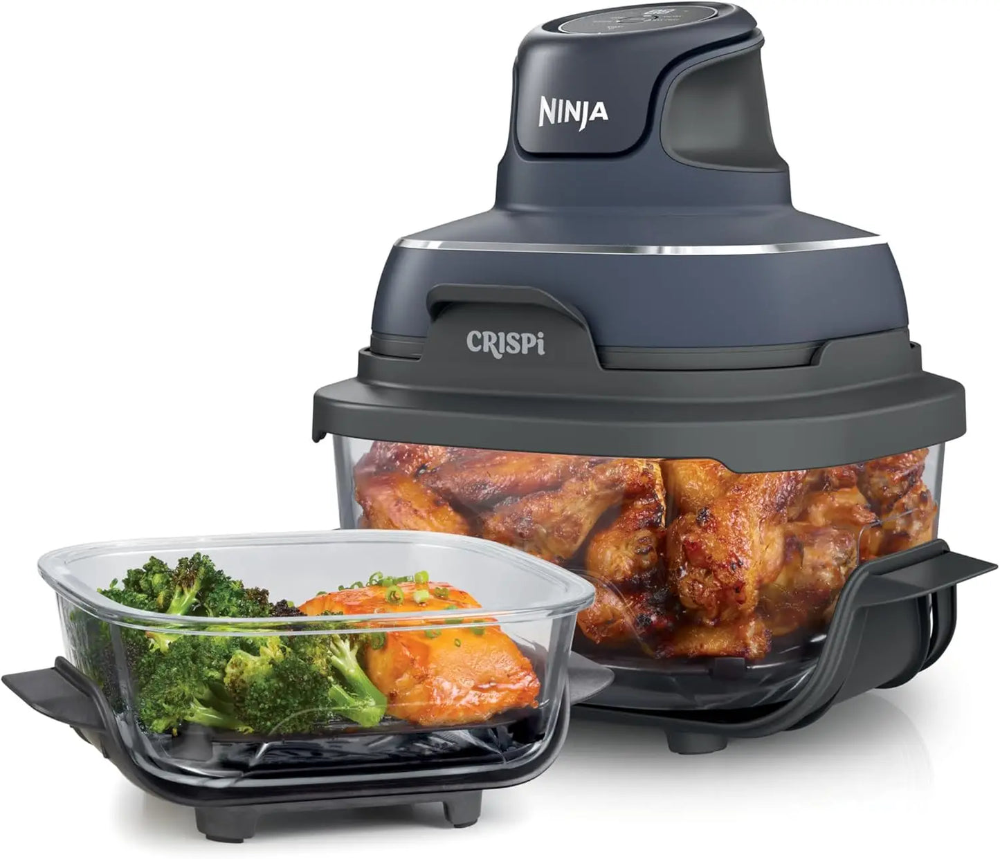 Air Fryer, Microwave, Freezer & Dishwasher Safe, Non Toxic Glass Portable Cooking System, 4 QT & 6 Cup Glass Containers