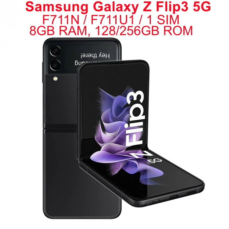 Samsung Galaxy Z Flip 3  F711U/U1 F711N 5G Mobile Phone 6.7" 128G ROM 8GB RAM 12MP Foldable Original Cellphone Unlocked 95% NEW.