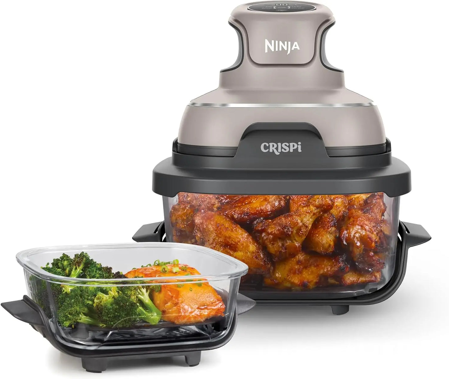 Air Fryer, Microwave, Freezer & Dishwasher Safe, Non Toxic Glass Portable Cooking System, 4 QT & 6 Cup Glass Containers