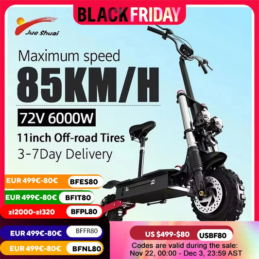 [8 models]10/11 Inch 48V-72V 1000W-6000W Electric Scooter 50-85km/h Fast E Scooter Off Road Electric Kick Scooter Foldable Adult