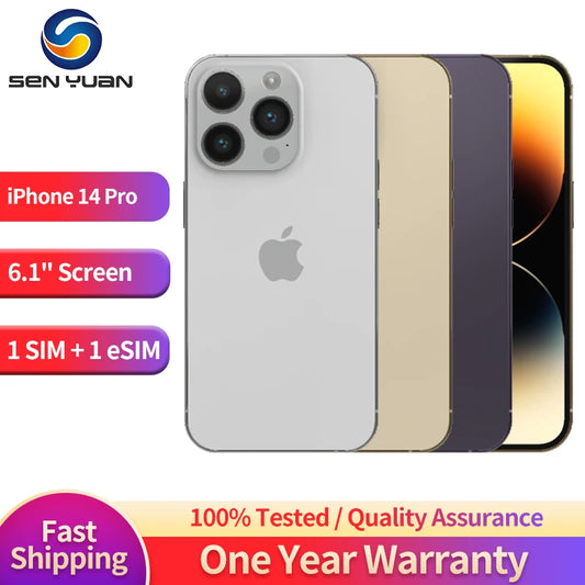 Original  Apple iPhone 14 Pro 128GB 256GB 512GB ROM 6GB RAM Dual eSIM 1SIM+ 1eSIM 6.1" OLED Face ID NFC A15 5G Smartphone 14 pro.