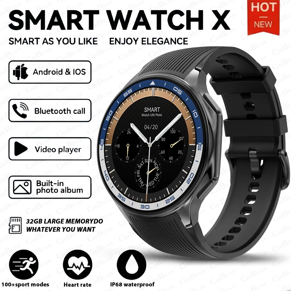 2024 New For HUAWEI IOS Watch X High-End Business Watch 32G Large Memory Album Smartwatch Men Sports Fitness Waterproof Bracelet.