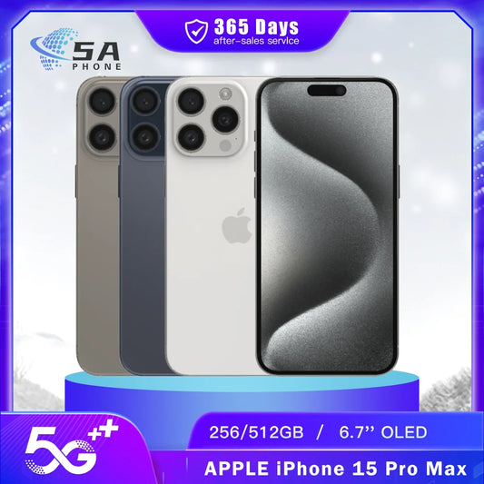 Original Used Apple iPhone 15 Pro Max 5G SmartPhone Face ID 256GB/512GB Dual e-SIM NFC 48MP+12MP 120Hz IOS A17 Pro Mobile Phone