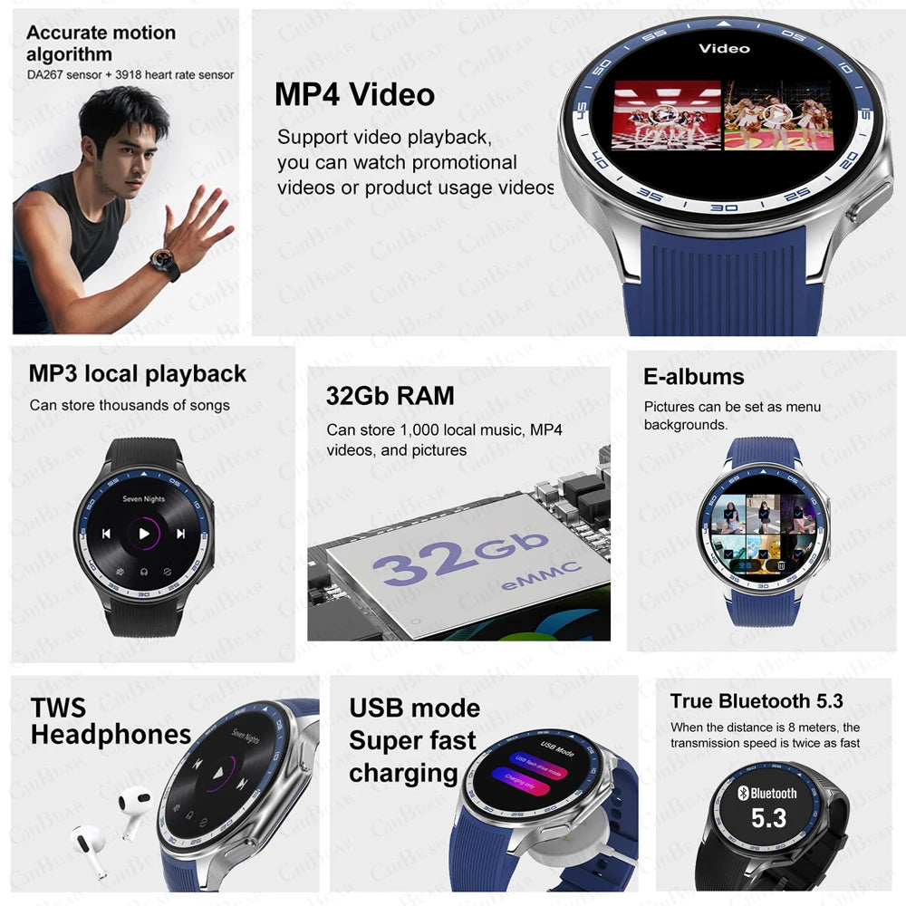 2024 New For HUAWEI IOS Watch X High-End Business Watch 32G Large Memory Album Smartwatch Men Sports Fitness Waterproof Bracelet.